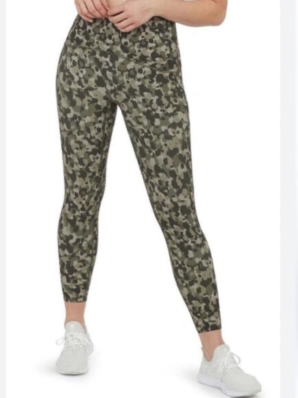 SPANX Booty Boost Active Brushed Collage 7/8 Leggings Butt Lift Dark Palm